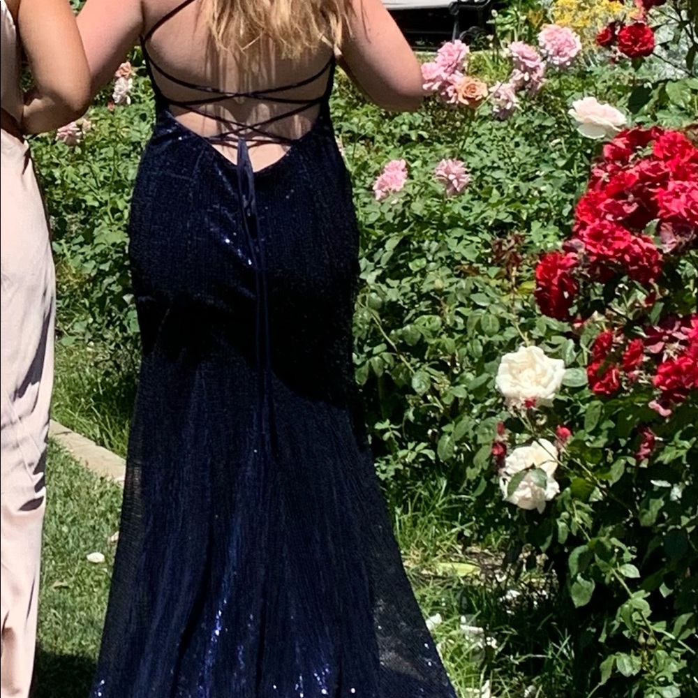Blue sequins formal dress
